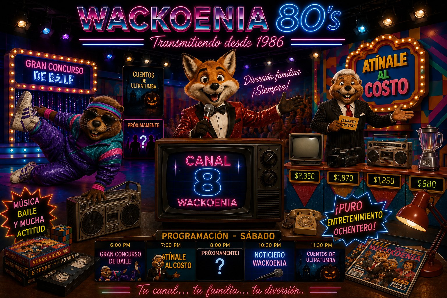 Portada oficial de WackoenIA 80's, Canal 8, transmitiendo desde 1986